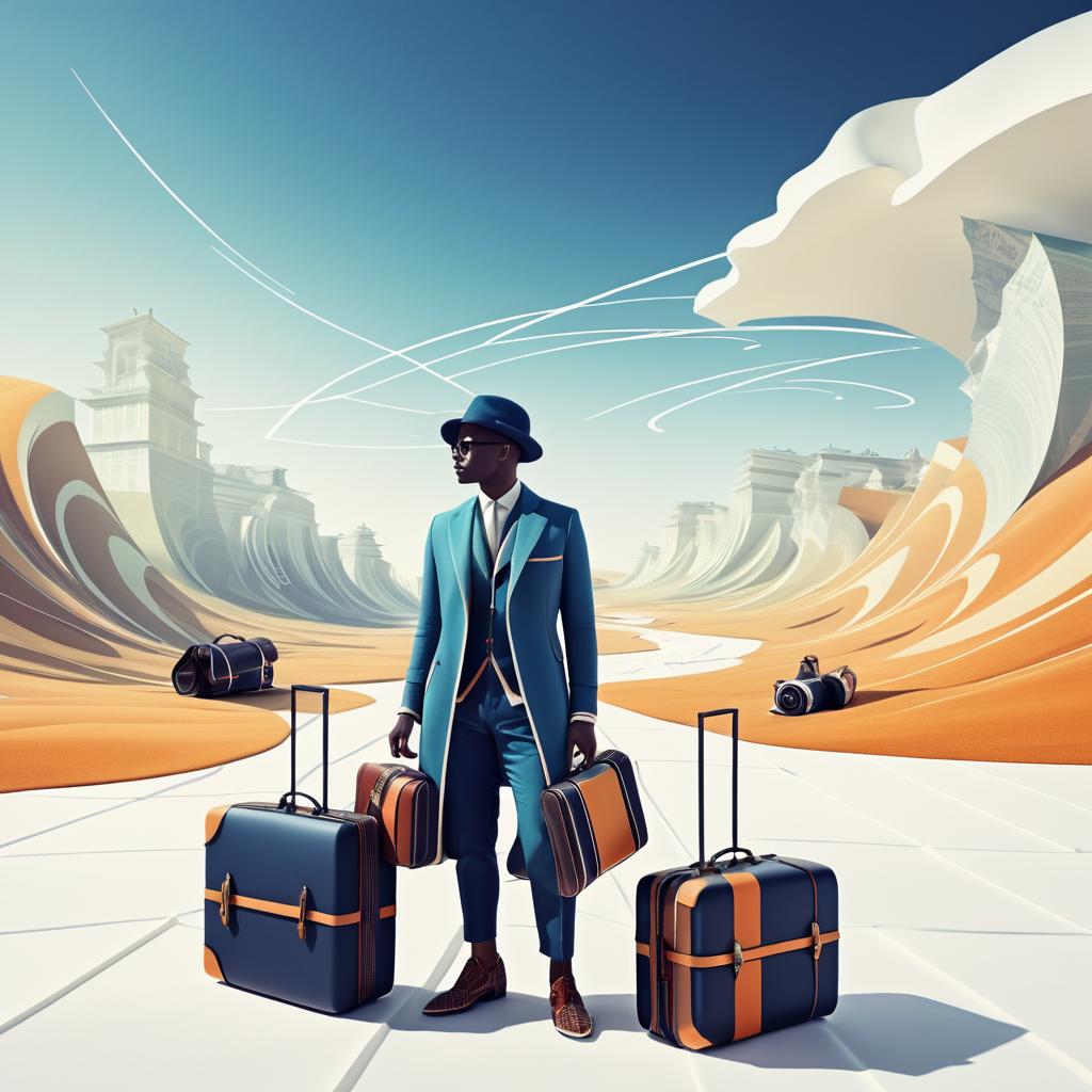 Surreal Traveler in Eclectic Fashion Landscape