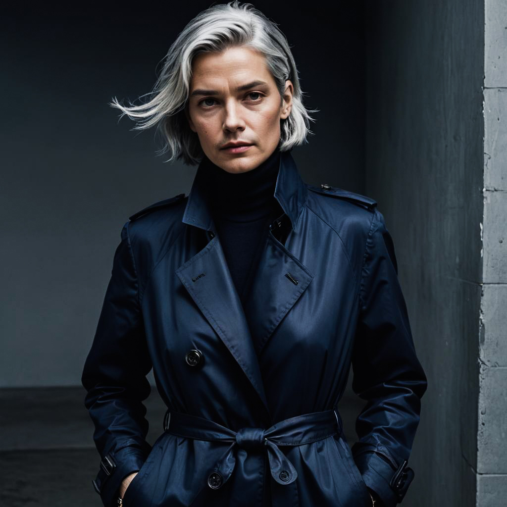 Stylish Middle-Aged Woman in Trench Coat