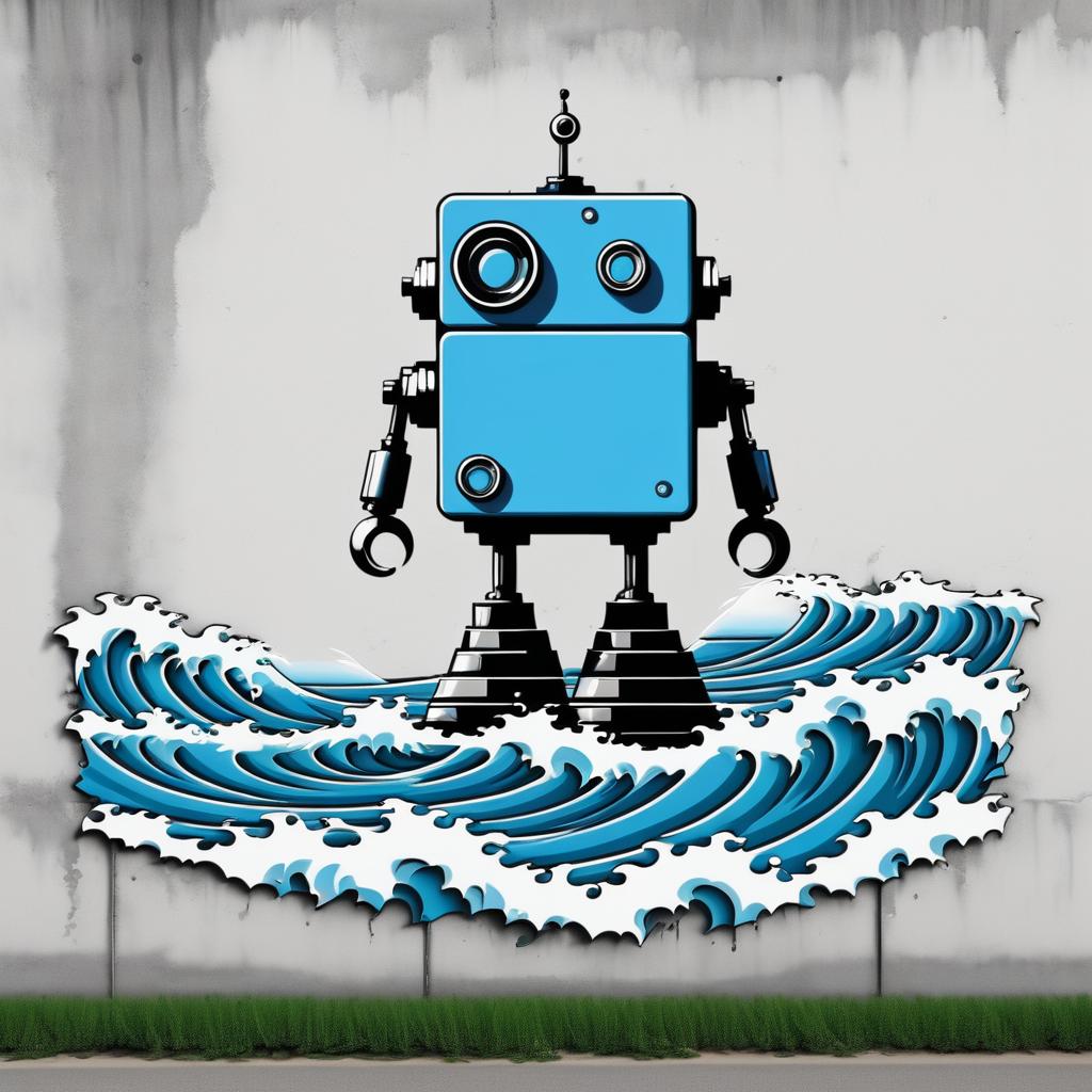 Robot Wave in Banksy Style Art