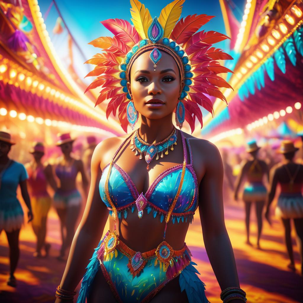 Vibrant Carnival Woman in Cinematic Detail