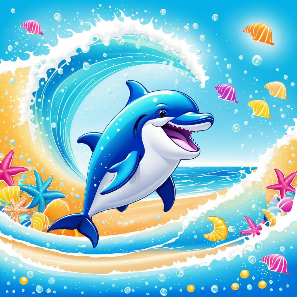 Cheerful Dolphin Jumping at Sunny Beach