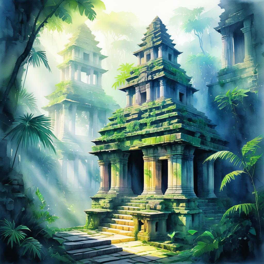 Mystical Jungle Temple at Dawn