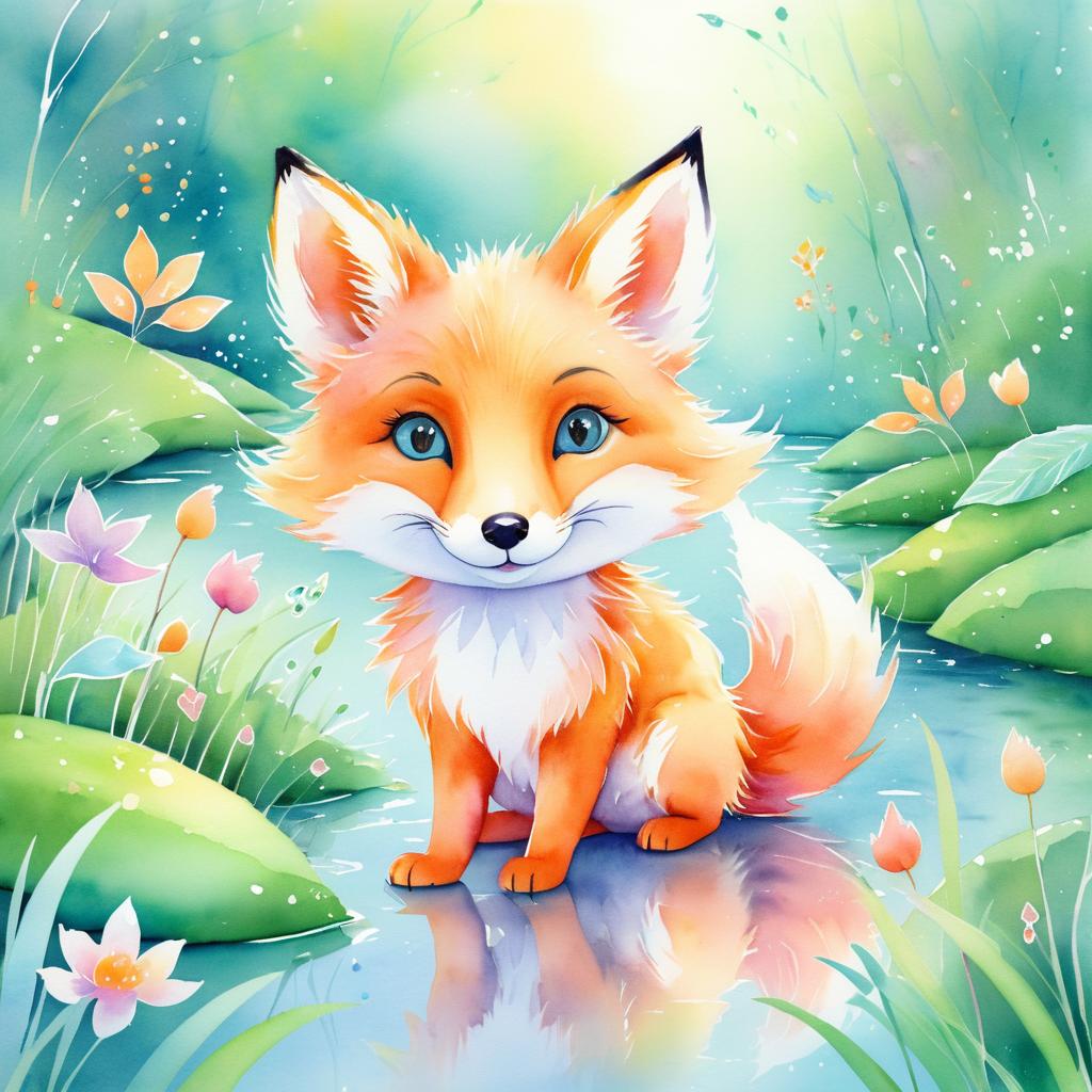 Whimsical Fox in a Dreamy Landscape