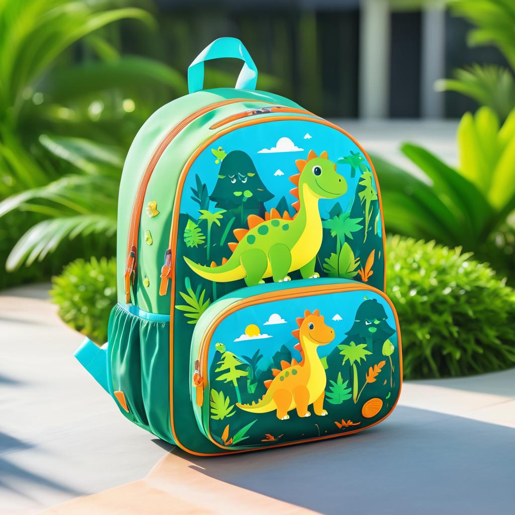 Playful Cartoon Dinosaur Backpack Design