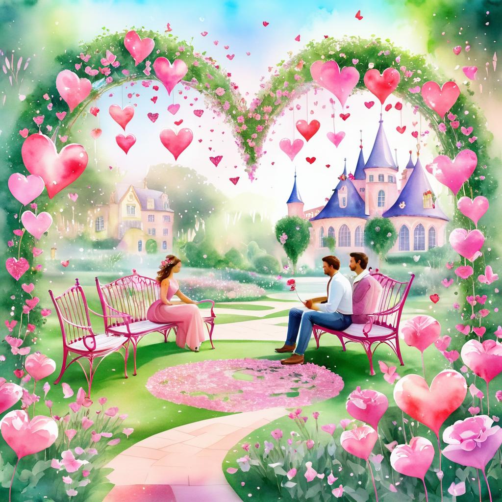 Enchanted Valentine's Garden with Heart Flowers