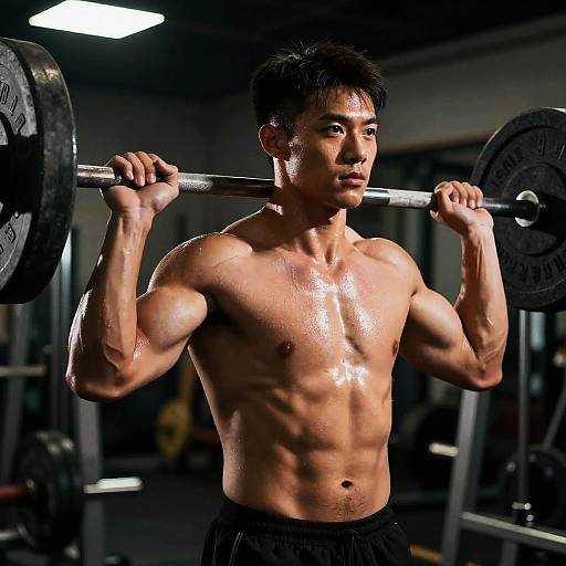 Intense Male Weightlifting in Gym