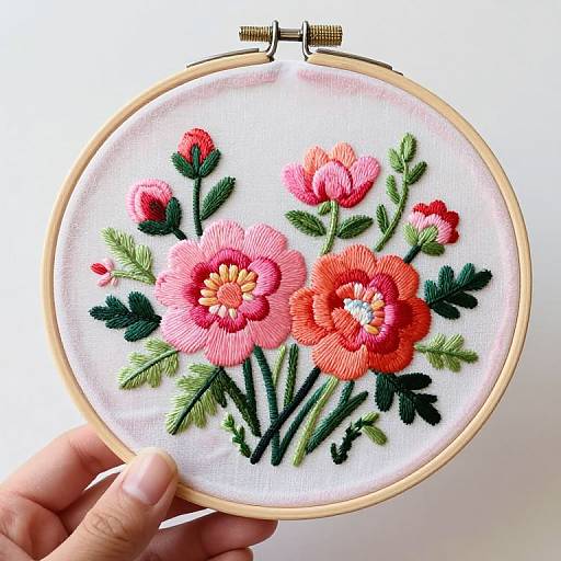 Vibrant Floral Embroidery Hoop Art
