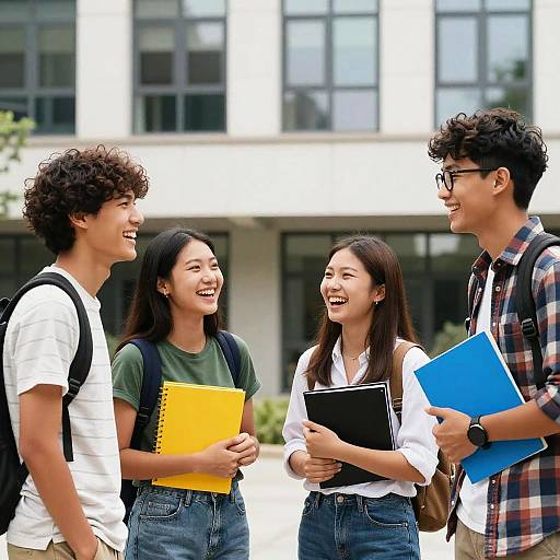 Diverse College Students Laughing Outdoors