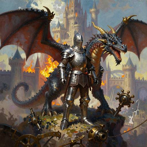 Steampunk Knight and Dragon Alliance