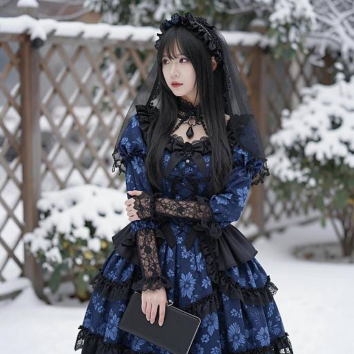 Gothic Elegance in a Snowy Scene