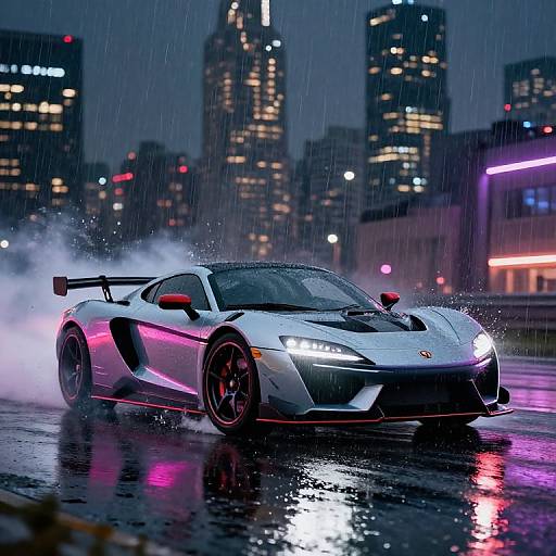 Honda Porsche Supercar Drifting in Rain