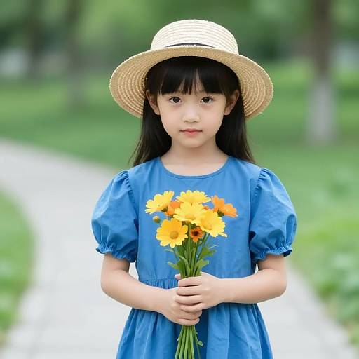 Young Girl in Blue Dress Portrait