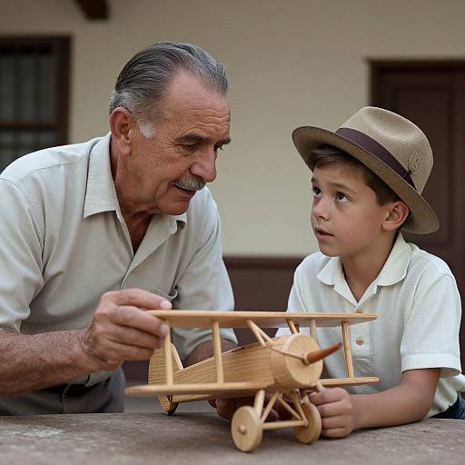 1950s Mexican Grandpa and Boy Play