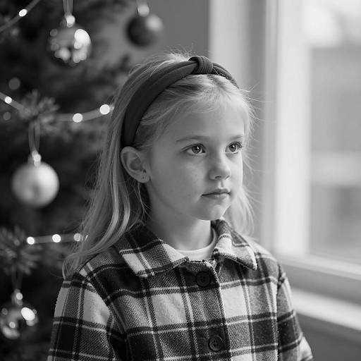 Captivating Black-and-White Portrait of a Girl