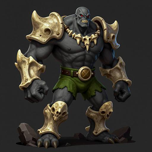 Muscular Grey-Skinned Monster with Bone Armor