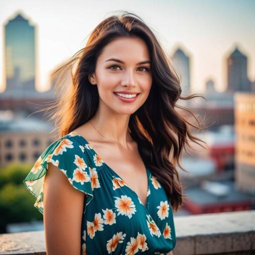 Captivating Woman in Urban Summer Scene