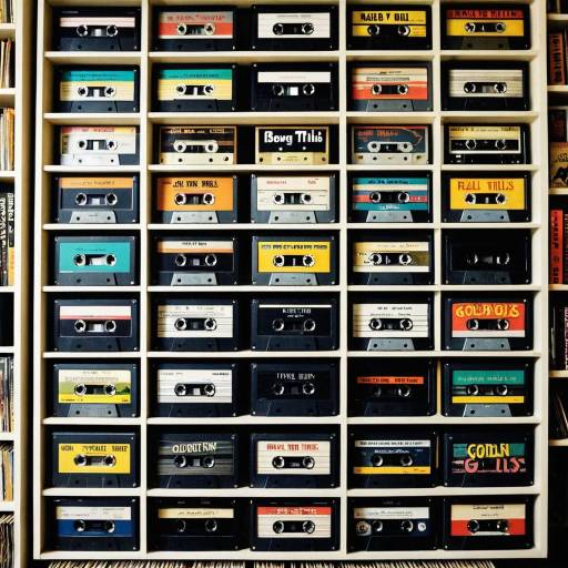 Shelf of Vintage Cassette Tapes