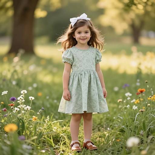 Serene Girl in Sunlit Meadow