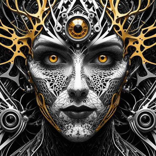 Fractal Cybernetic Face with Contemplative Gaze