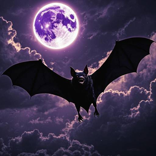 Vampire Bat Flying at Purple Eclipse