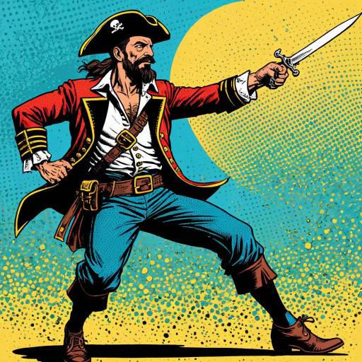 Dynamic Pirate Captain in Vintage Comic Style