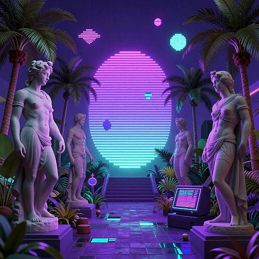 Vaporwave Surreal Cyberpunk Landscape