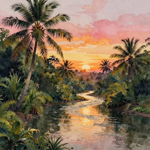 Tropical River at Golden Hour