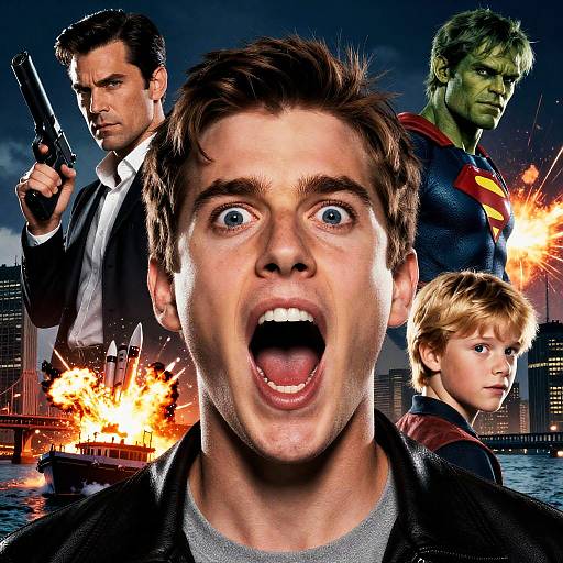 Dynamic Movie Poster with Action Elements