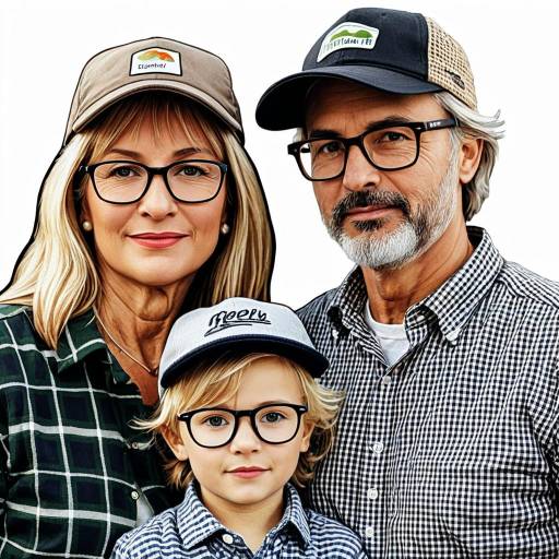 Family Wearing Glasses and Caps