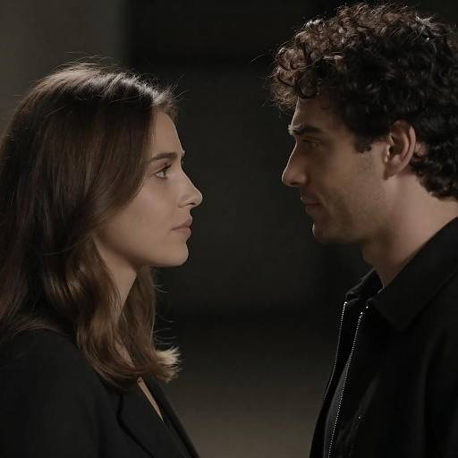 Man and Woman Facing Each Other in Profile