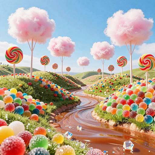 Whimsical Candy Landscape Fantasy