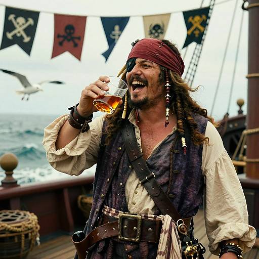 Jolly Fat Pirate on Ship Deck