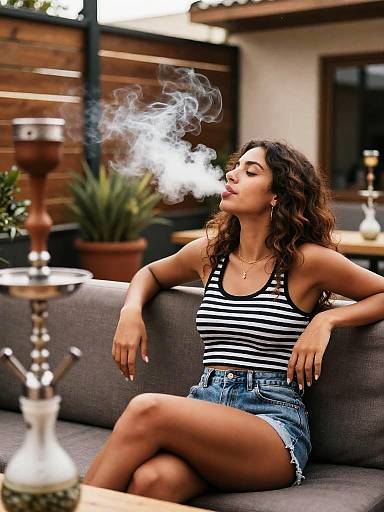 Relaxed Shisha at Cozy Outdoor Cafe