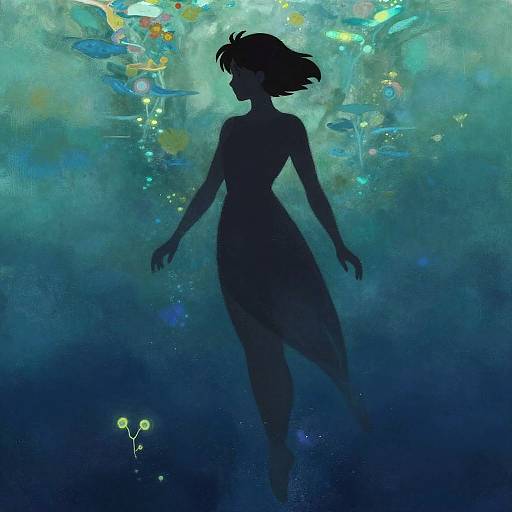 Bioluminescent Naiad Silhouette Art