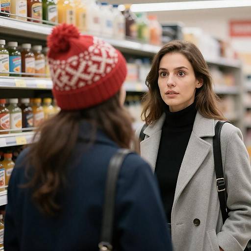 Two Women Talking in Grocery Store