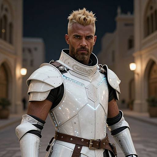 Futuristic Cyberpunk Knight at Night