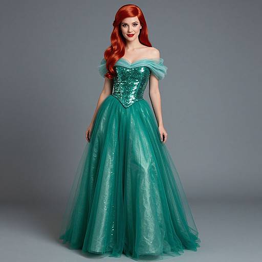 Elegant Green Ariel-Inspired Princess Dress