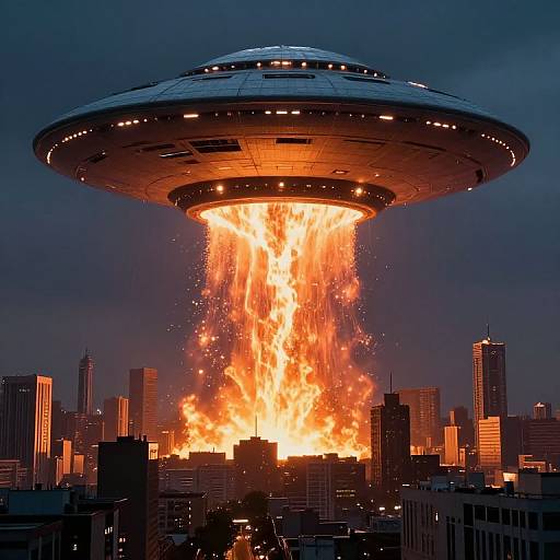 Colossal Alien Saucer Over Metropolis