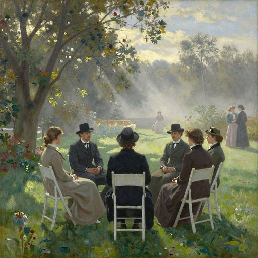 Vintage Garden Gathering in Edward Hopper Style