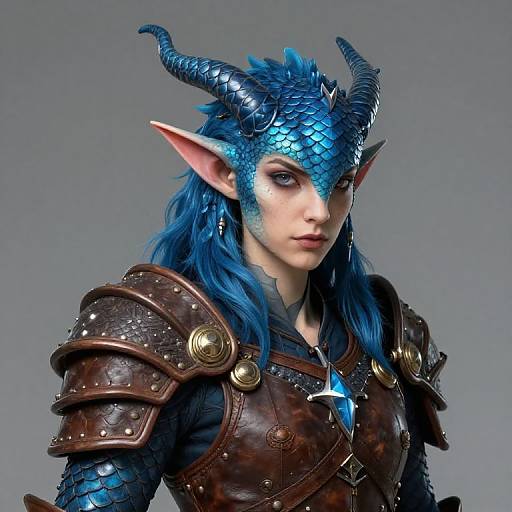 Kobold Sorcerer Portrait with Blue Scales