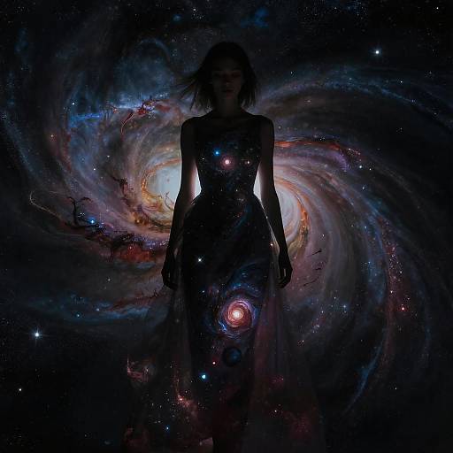 Dark Cosmic Abstract Art Girl