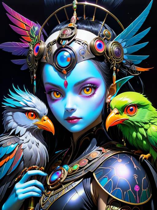 Cosmic Cyborg Shaman Goddess Portrait