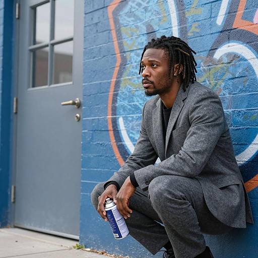 Urban Artist in a Gray Suit