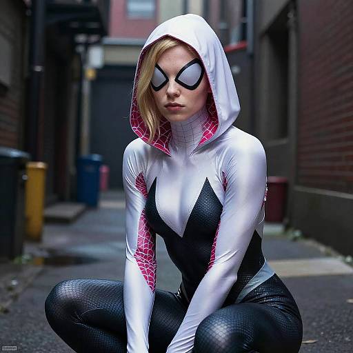 Realistic Portrait of Spider Gwen in Alley