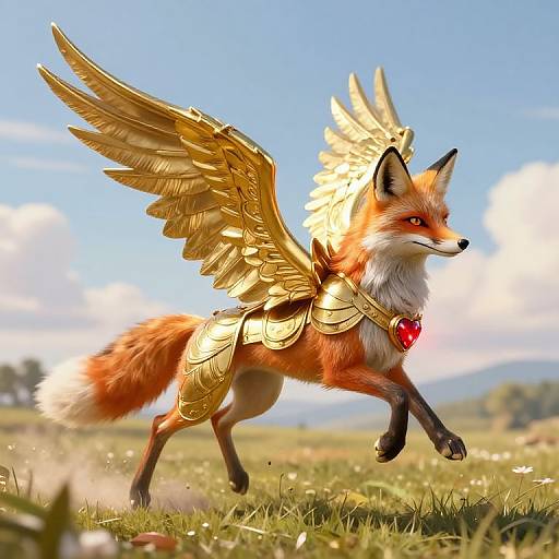Majestic Fox with Brass Wings