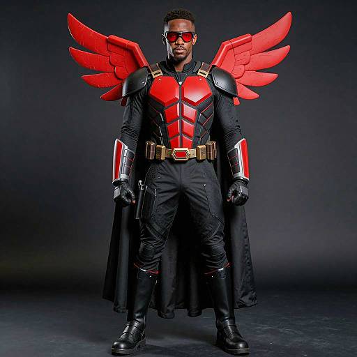 Black Superhero in Winged Costume