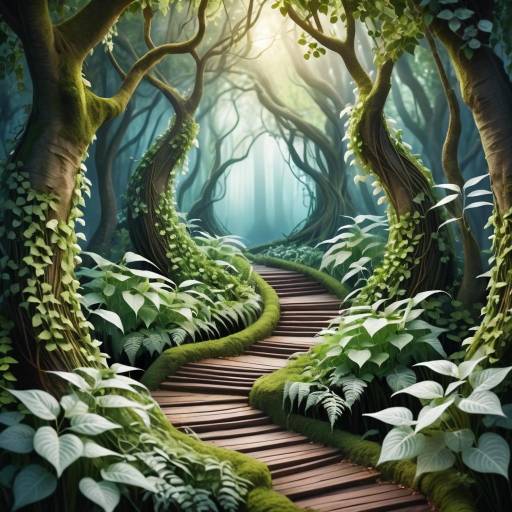 Whimsical Dreamy Forest Path Illustration