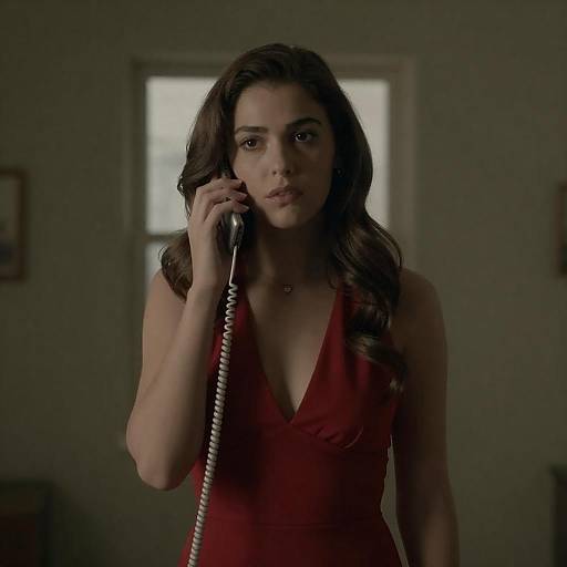 Elegant Woman in Dimly Lit Room