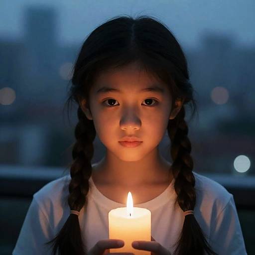 Cinematic Close-Up of Girl by Candlelight