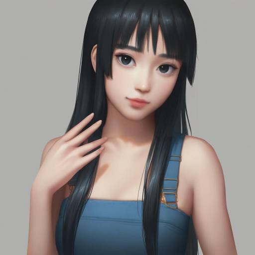 Realistic Akiyama Mio Portrait in Overalls